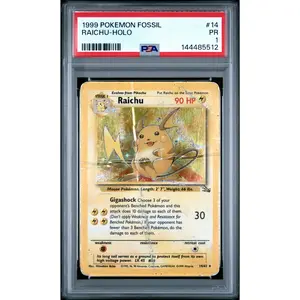 Raichu Holo PSA 1 1999 Pokemon Fossil #14 LOW POP