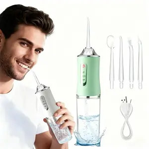Electric Tooth Cleaner USB Rechargeable Dental Oral Irrigator, Three Modes Four Nozzles, 220ML Water Tank Capacity, Portable Home Travel Gift, Dental Water Flosser