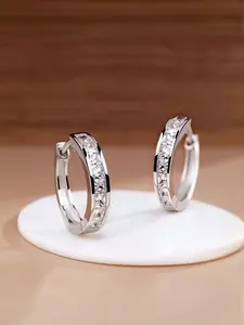 Korean style fashionable copper inlaid square zircon earrings, light luxury imitation moissani diamond earrings, versatile temperament, high-end earrings