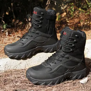5.AA Men's All-Season All-Terrain Multi-Purpose High-Top Military Boots with Side Zipper - Lightweight, Breathable & Slip-Resistant Hiking Shoes for Mountaineering, Jungle Exploration, Rock Climbing, Camping and Casual Wear Tactical Work Boots outdoorfun