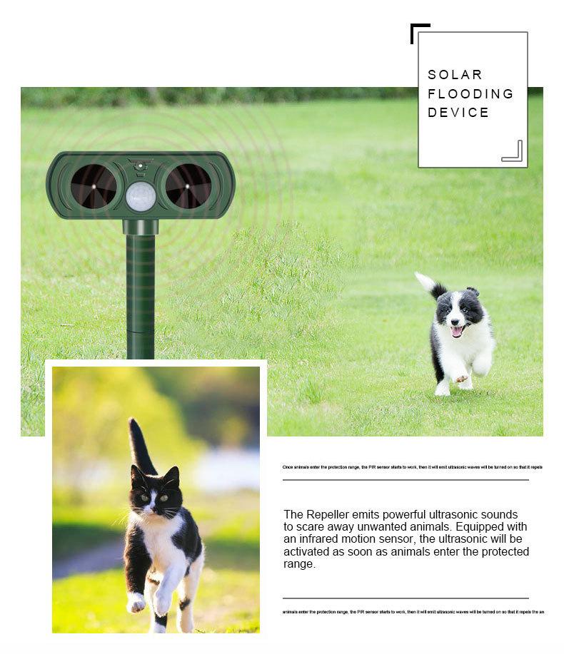 4-Pack Solar Ultrasonic Animal Repellent - Deter Deer, Rabbits, Squirrels for Yard Garden