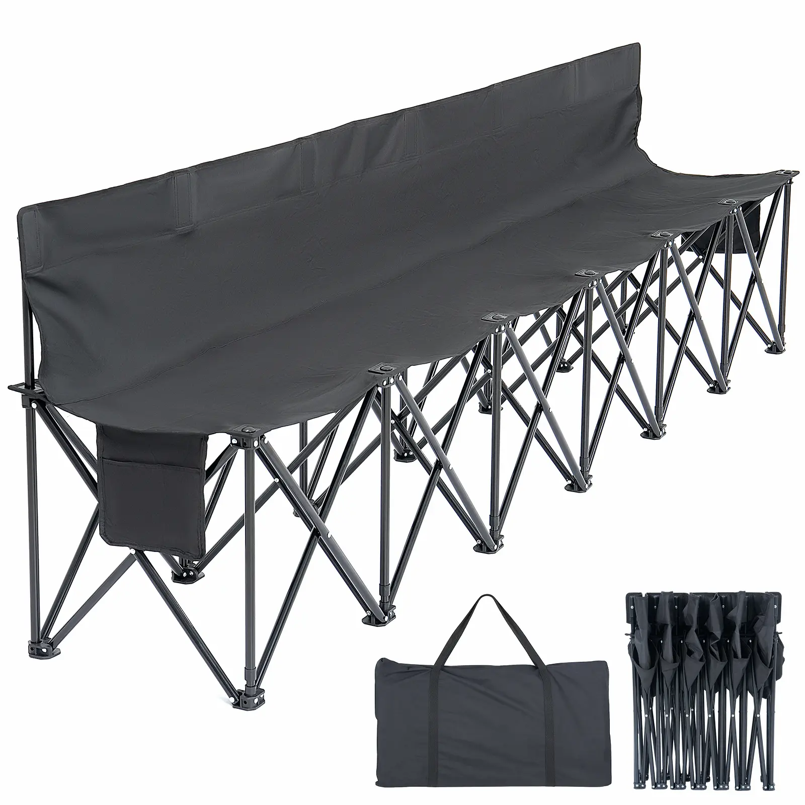 Portable Bench 4/6/8 Seat Soccer Benches for Team, Folding Soccer Bench Chair Sideline Benches Camping Chairs for Football Camp Sport Events Outdoor Seating with Carry Bag