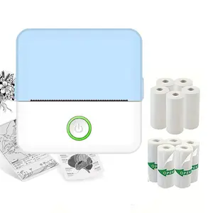 Portable Thermal Printer, Thermal Label Printer, 1 Set Type-C Charging Wireless Photo Printer with Printing Paper & Sticker, Bluetooth-compatible Thermal Printer for Home Office School