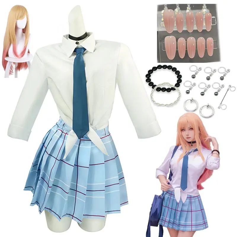 Kitagawa Marin Cosplay Anime My Dress Up Darling Kitagawa Marin Cosplay Costume Dresses Womens Japanese School Girl Uniform COS