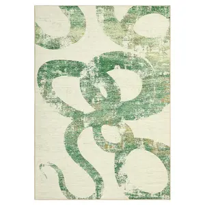 9 x 12 ft Polyester Cashmere Green Rectangular Hallway Bathroom Entryway Kitchen Office Foldable Geometric Abstract Modern Washable Area Rug-B