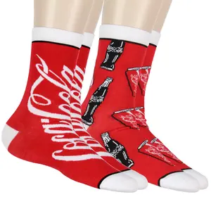 Coca-Cola Coke Crew Socks Bottles And Cans Soda Pop Drink Print 2 Pack