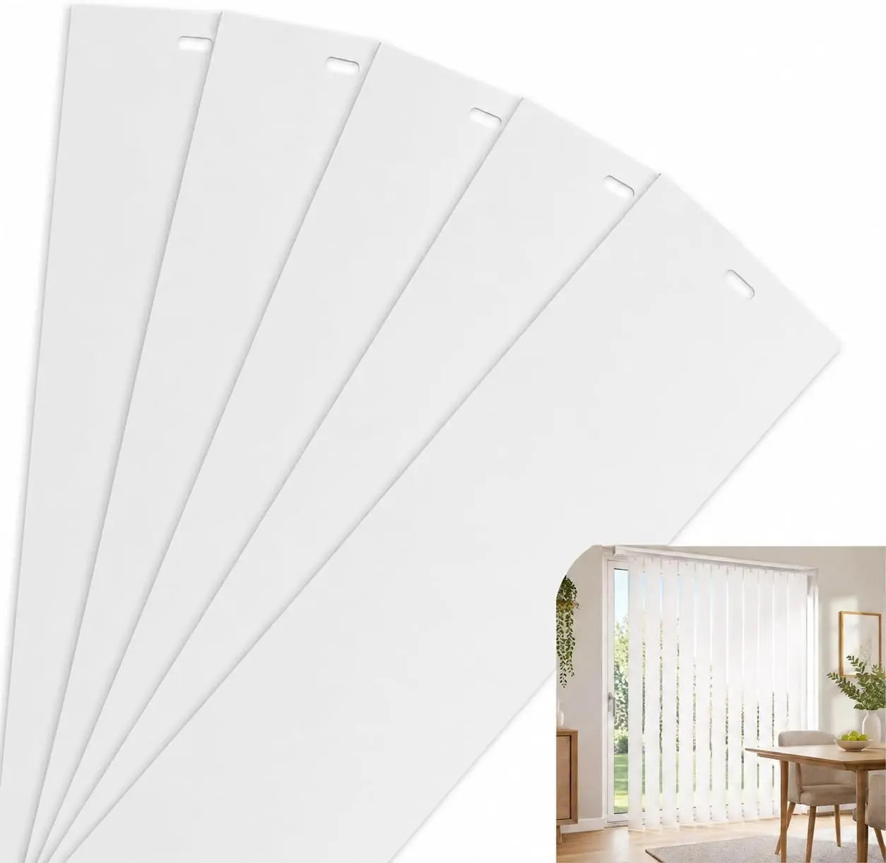 Vertical Blinds Replacement Slats, 82.5 x 3.5 Inch White PVC Blinds Slats for Vertical Blinds, Sliding Door Blinds Replacement Slats for Doors and Windows(5 Slats)