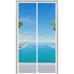 Screen Door Fiberglass White- Upgraded -Durable Mesh Curtain with Weights in Bottom-Full Frame Magic Seal-Hands Free-Pet and  Friendly-Screen Size is 36''x83'' -White