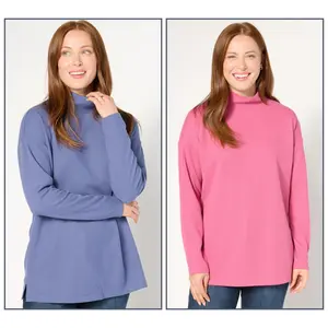 Denim & Co. Essentials Regular 2-Pack Mock Neck Tunics