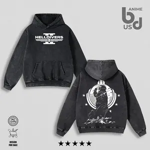 Helldivers 2  Washed Hoodie Oversize Unisex, Double Printed Streetwear Game Merch Gift For Fan