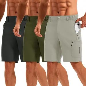 3 PAC GOPUNE Mens 9 Inch Hiking Cargo Shorts Quick Dry Lightweight Athletic Work Outdoor Sports Short 4 Zip Pockets