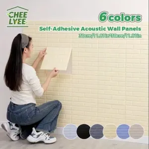 Self-adhesive acoustic wall panel, strong sound insulation, 3D texture, high thermal insulation, thickness 9 mm, easy to install, washable size 11.8x11.8 inches