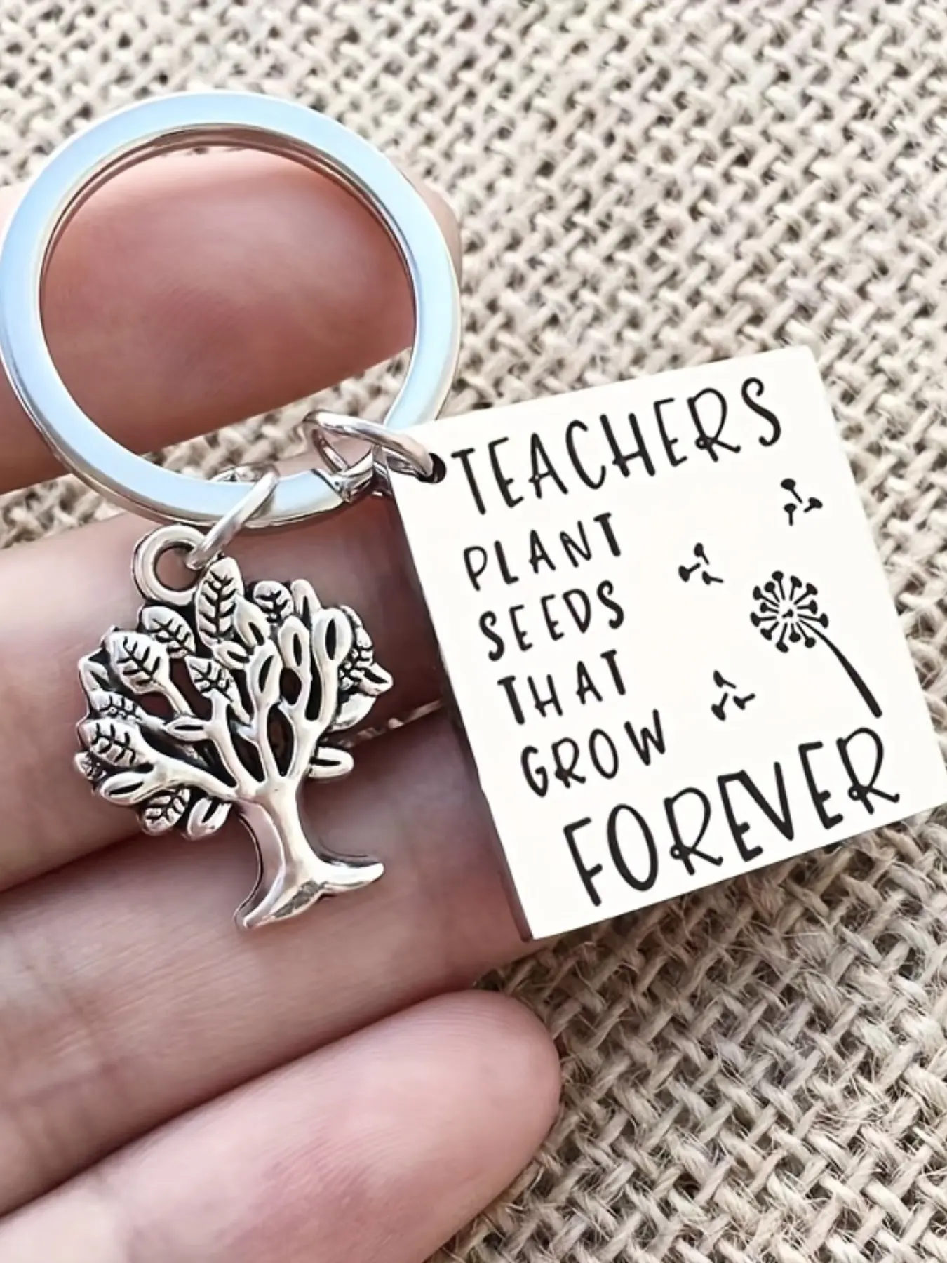 Tree Of Life Design Keychain for Teacher's Day Gift, Teacher's Day Keychain, Stainless Steel Key Ring with Symbolic Charm, Fashion Accessories for Teachers, Keychain Pendant, Teacher Keychains