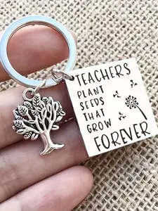Tree Of Life Design Keychain for Teacher's Day Gift, Teacher's Day Keychain, Stainless Steel Key Ring with Symbolic Charm, Fashion Accessories for Teachers, Keychain Pendant