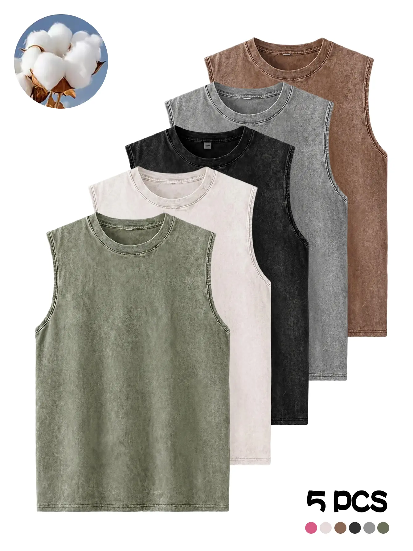 Men’s washed pure cotton sleeveless tank top — suitable for summer activities; breathable and moisture-wicking; ideal for outdoor sports, vacations, gym workouts, and casual outings.,back to school,back to school shopping