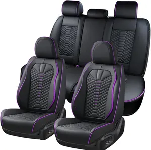 【COVERADO】 5 seats Nappa Leather Car Seat Covers Full Set Waterproof Protector DurableCushioned,Universal Fit for Sedan SUV Pick-upTruck,Automotive, Anti-Slip and Backseat LuxuryPremium Deluxe【8846BK 5seat】 napa leath stylish upgrade leather seat covers