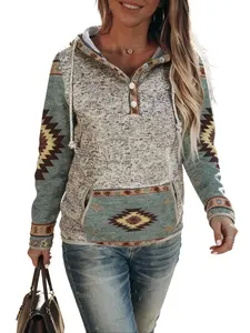 Women's Summer Tops Western Aztec Hoodies Sweatshirts Long Sleeve Pullover Hoodies Geometric Ethnic Print Graphic Sweatshirt,Women's Boho Summer Clothes
