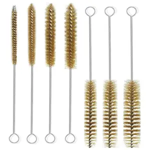 7pcs Brass Wire Tube Brushes Bottle Brush Set,11Inch Long Wire Brushes for Cleaning,Wire Pipe Cleaner Bore Brush Cleaning for Tubes,Bottle,Keyboards,Glass