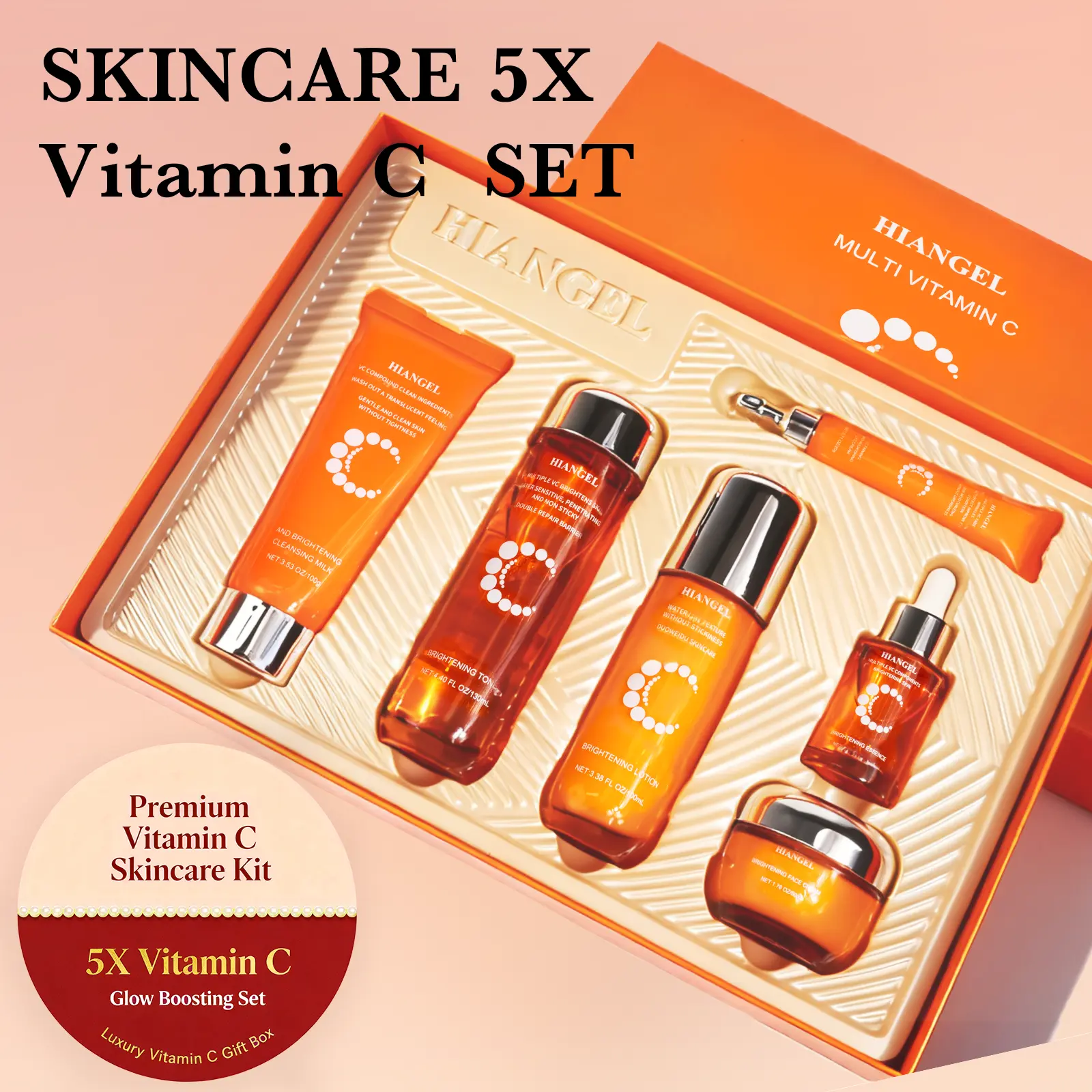 [GF]Hydrated Ever After Skincare Set with 5X Vitamin C Toner, Cleanser, Serum, Lotion, Eye Cream, Face Cream - Korean Skin Care Product for Keep Youngth