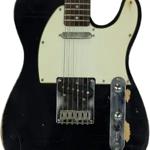 Sawtooth ET Relic Electric Guitar, Black with Aged White Pickguard