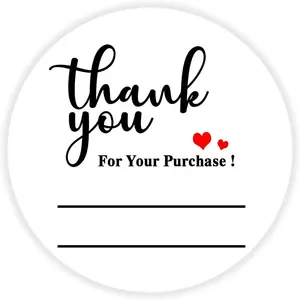 500 Pcs Thank You for Your Purchase Stickers 2 Inches Thank You Labels with Lines Writable Stickers for Business Bakery Cafe Boutiques Packaging
