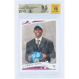 Chris Paul New Orleans Hornets Autographed 2005-06 Topps Rookie Card #224 Beckett Fanatics Witnessed Authenticated 9.5/10 Rookie Card - Fanatics Authentic Certified