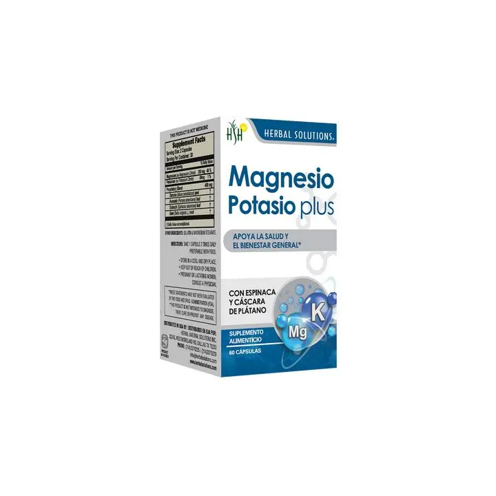 Magnesium Potassium Plus | Magnesium & Potassium Dietary Supplement | Capsules | 60 Capsules | Herbal Solutions