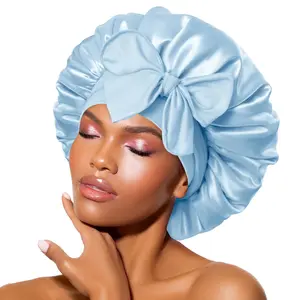 Double Layer Satin Bonnet with Adjustable Tie Band for Curly Hair - Silk Like Texture Sleep Cap Hat for Women - Stylish & Functional Nightcap Gifts