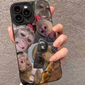 Monkey Pattern Phone Case, 1 Count Anti-drop Durable Cellphone Protective Case, Protector, Total Protective Shockproof Mobile Phone Cover for iPhone 16 15 14 13 12 11 Pro Max, Accessories, Phone Guard, Protection, TPU Cellphone Casing
