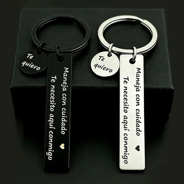 Custom Engraved Keychain for Boyfriend, Stainless Steel 'Te Quiero' Drive Safe Keyring, Anniversary & Father's Day Gifts for Him