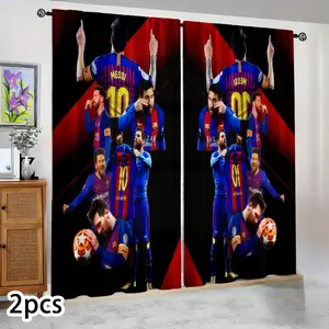Semi-blackout curtains with Messi #10 jersey design, perfect for bedrooms, living rooms, kitchens, hotels, gazebos, celebrity-themed decorations, fan celebrations, holiday gifts, and birthday presents.