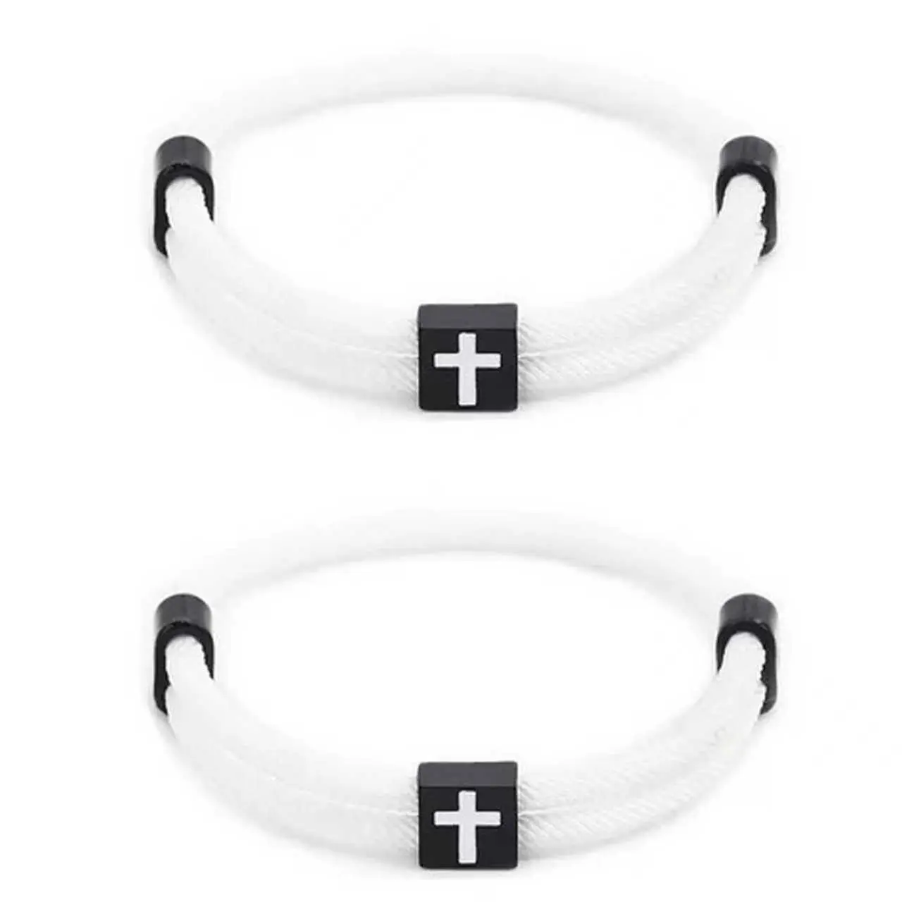 White Milan rope cross bracelet