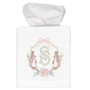 Embroidered Easter Bunny Monogrammed Tissue Box Cover