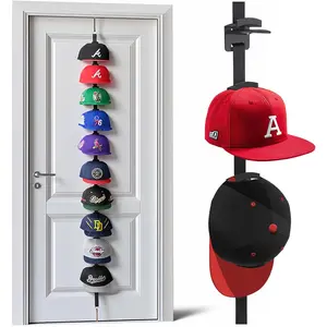 Hat Rack for Door - Two-Way Hanging Caps with Display Hooks, Adjustable Hooks and Hanger, Hat Organizer for Baseball Caps, Over the Door Hat Storage Organizer for Bedroom, Entrance or Garage Doors