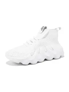 Men's Height-Boosting Shoes, Flyknit Mesh Coconut Shoes, Large Size Sports Shoes, Trendy Youth Fashion, Versatile Sock Shoes
