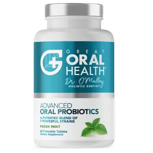 Great Oral Health Advanced Oral Probiotics - Dentist Formulated with BLIS K12 & M18 for Bad Breath Treatment & Healthy Teeth - Fresh Mint Flavor - 60 Chewable Tablets