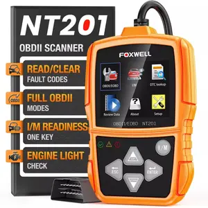 FOXWELL NT201 OBD2 Scanner Check Engine Code Reader, Automotive Diagnostic Tool with Emission Test, Smog Test, EOBD OBD Auto Code Scanner for All Cars After 1996, Live Data, Free Update