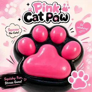 Realistic Silicone Squishy Squeeze Toy, Soft Jiggly Gel Texture, Pink Cat Paw Shape,