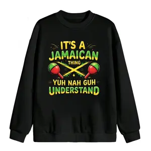 Casual Crew Neck Women's Sweatshirt Featuring Colorful Reggae Design and Jamaican Slogan
