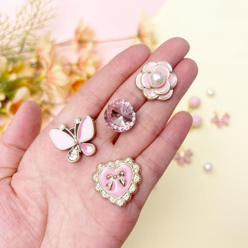 20pcs Bling Plastic Butterfly Flower Sparkling Rhinestones Diy Shoe Decoration Charms For Women's Party Favor Pink Footwear Pearl 20pcs Bling Plastic Butterfly Flower Sparkling Rhinestones Diy Shoe Decoration Charms For Women's Party Favor Pink Footwear Pearl