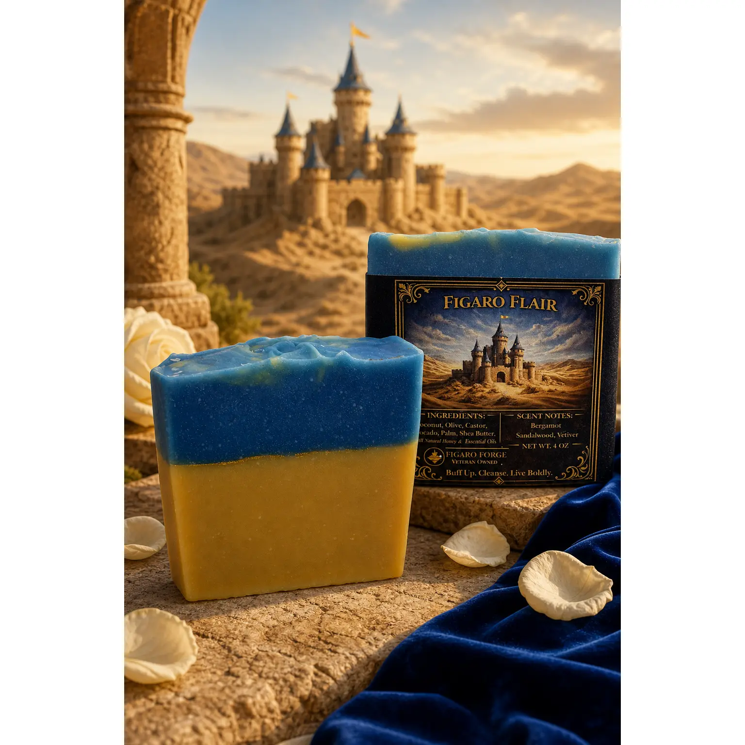 Figaro Flair – Regal Blue Sandalwood Soap Bar