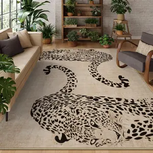 Vintage Tiger Pattern Living Room Carpet, Luxury Home Decor Bedroom Rug, Non-Slip Easy Clean Mat, Soft Comfort Sofa Coffee Table Rug, Animal Print Rug