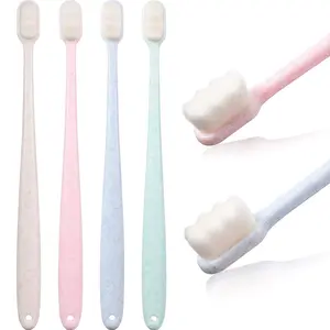 Boao 4-Piece Extra Soft Bristles Toothbrushes for Adults with 20000 Micro Nano Bristles, Gum Care Toothbrushes for Sensitive Gums, Protects Fragile Teeth (Blue, Green, Pink, Beige)