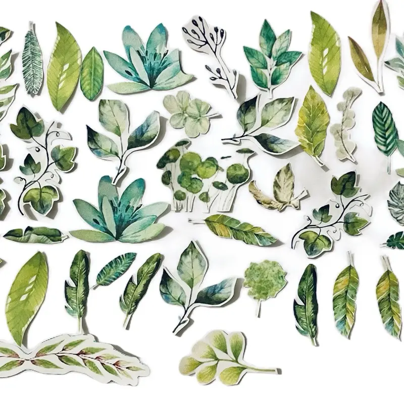 Handmade Greenery Stickers - 40 Random Designs for Decor and Creative Projects