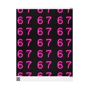 Funny 6 7 Number Gift Wrap , Neon Pink Wrapping Paper, Modern 6 7 Birthday, Holiday, Celebration, Creative Gift Wrap, 67 Print Design