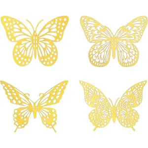 48 count  Butterfly Decorations 4 Styles 3 Sizes, 3D Butterfly Wall Decor  Party Decorations, Removable Wall Stickers for  , Wedding, Flower Bouquets, Cupcake Toppers