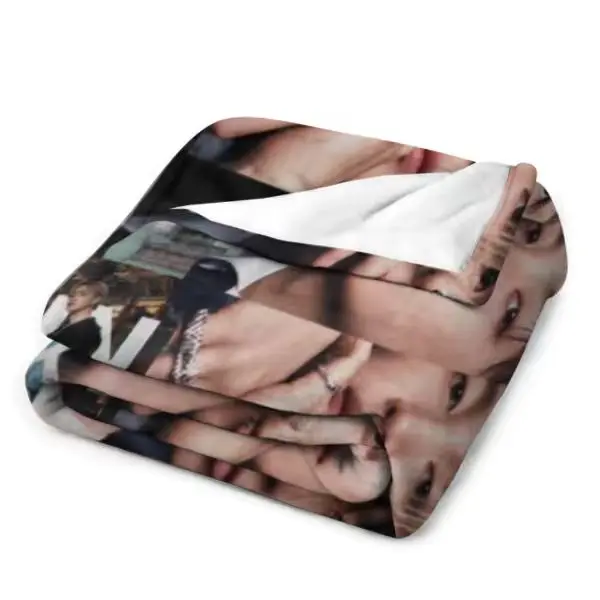 Kpop Members Photo Collage Flannel Printed Blanket - Cozy Photo Throw for Sofa, Bed, Couch, Blankets With Photo