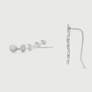 ALUNIA Luna Phase Climber Earrings - 925 Sterling Silver Moon Phase Ear Climbers | Celestial Crawler Earrings | Perfect for Lunar Lovers & Minimalist Style