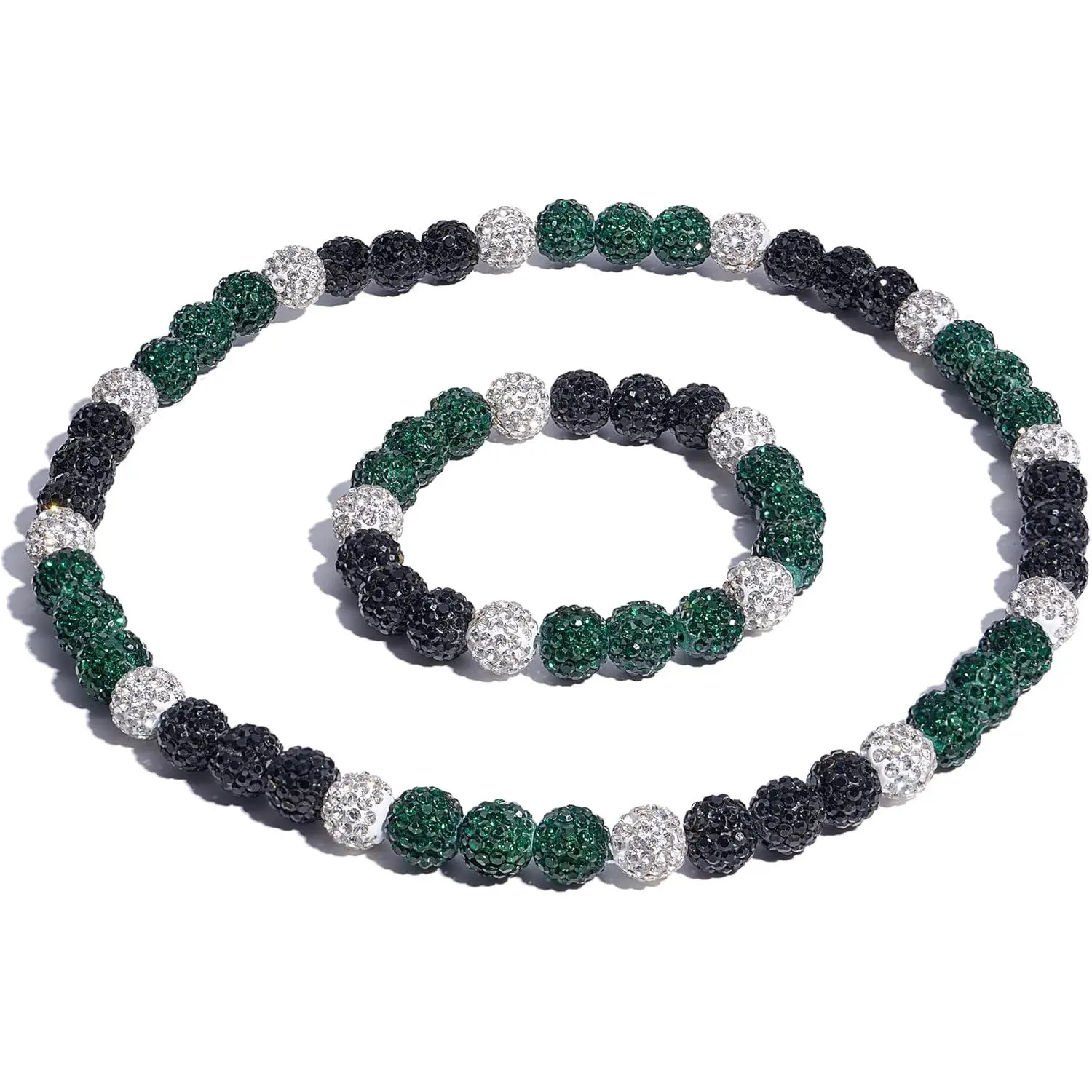 Unisex Baseball Jewelry Matching Set - 18 Inch Bling Rhinestone Necklace and Bracelet, Full Cover Beads Inspired by Team Colors, Matching Sets, Bling Look, Perfect Gift For Baseballer And Fans, Rhinestones, Red+Blue+White, Sports