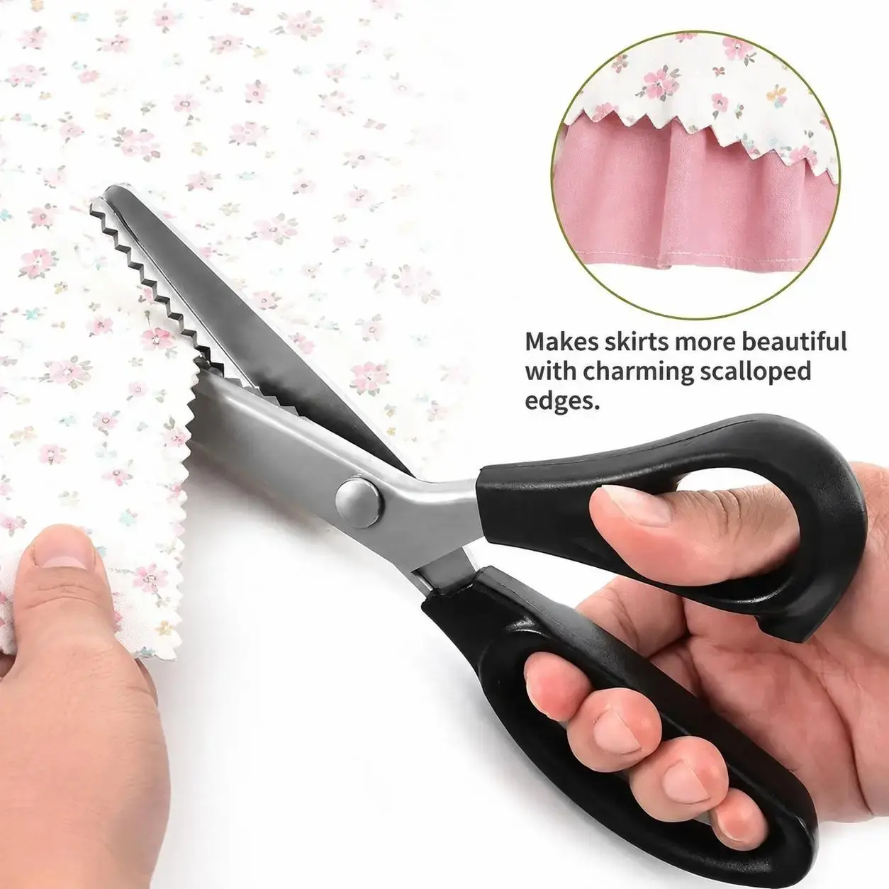 KUACC Stainless Steel Zig Zag Scissors with Serrated Teeth - Perfect for DIY Crafts, Sewing Accessories and Supplies, Lace, Dressmaking, Sewing & Tailoring - Durable & Sharp, Crafting Sewing Tools, S Sewing Tools